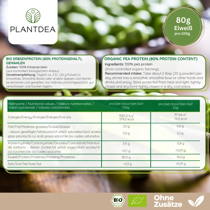 Bio Erbsenprotein Pulver 80% (pea protein)