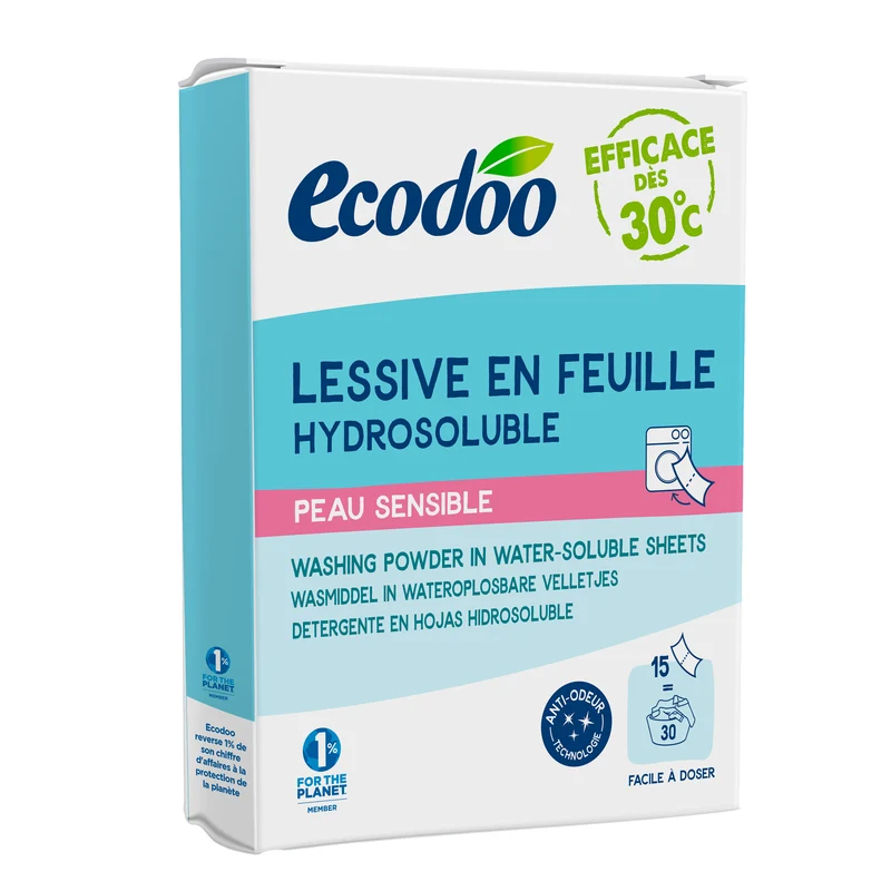 Ecodoo Wasstrips laundry sheets gevoelige huid eco 52 gram
