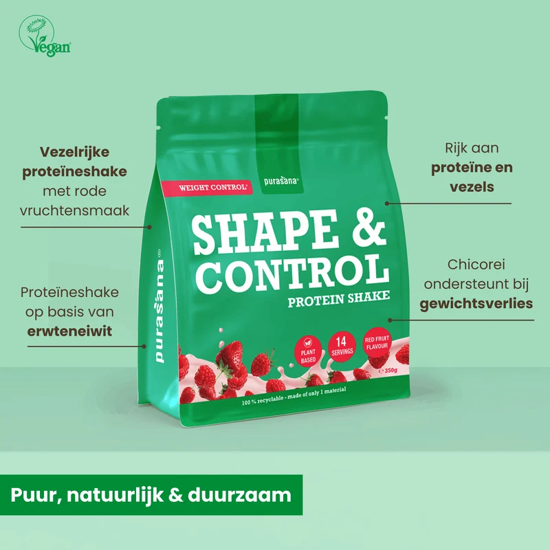 Purasana Shape & control plant protein rode vruchten 350 gram
