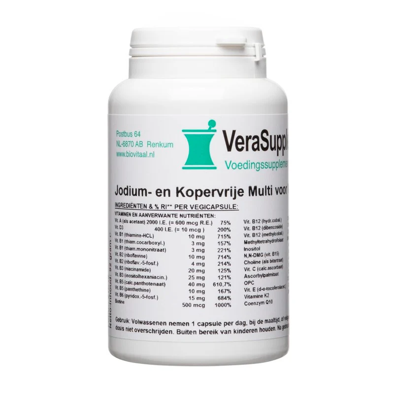 VeraSupplements Jodium- en Kopervrije Multi voor Volwassenen Capsules 100 vcaps