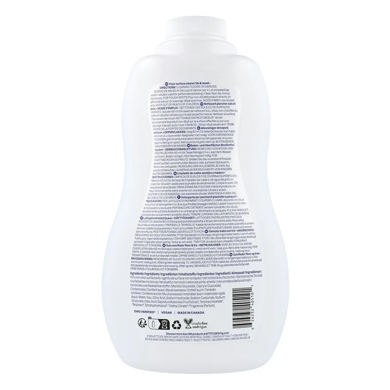 Attitude Nature+ Allesreiniger Vloeren Citrus Zest 1050 ml