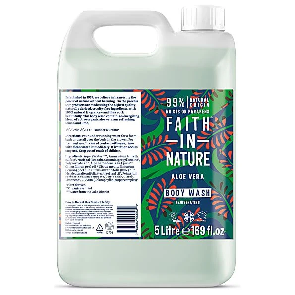 Faith In Nature Bodywash Aloë Vera Navulverpakking 5 liter