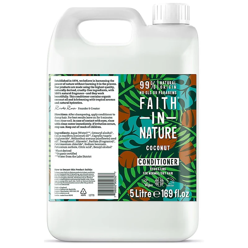 Faith In Nature Conditioner Kokosnoot Navulverpakking 5 liter