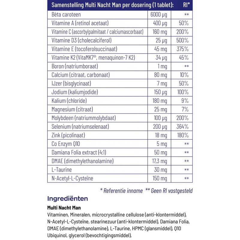 Vitakruid Multi nacht man 30 tabletten