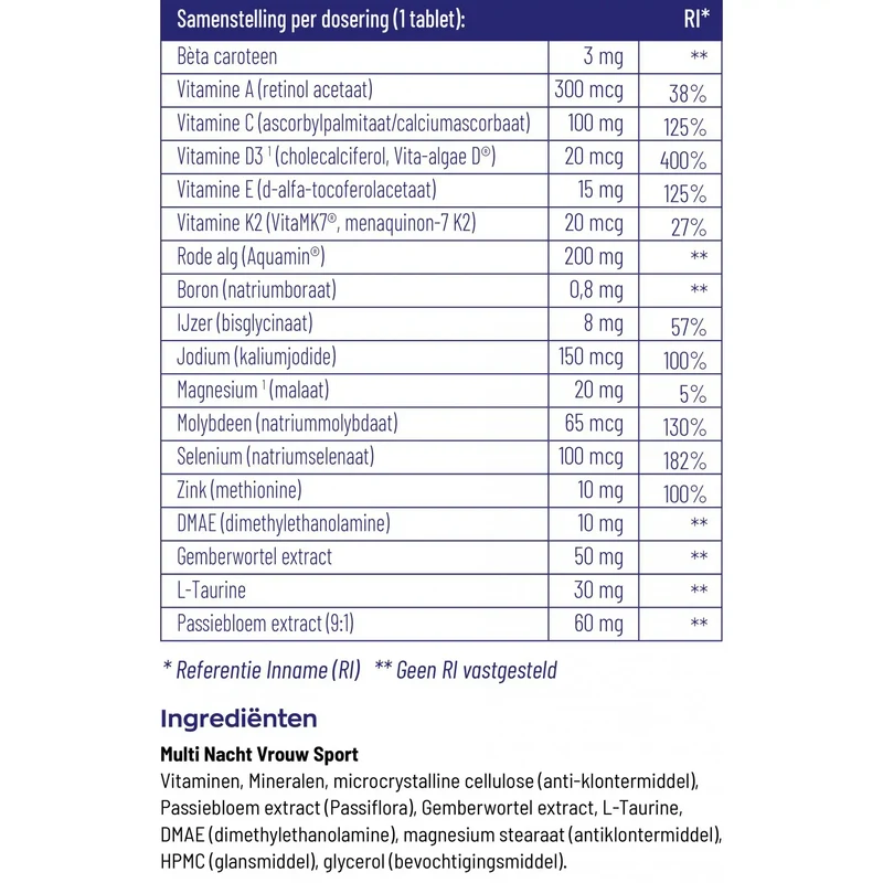 Vitakruid Multi dag & nacht vrouw sport
