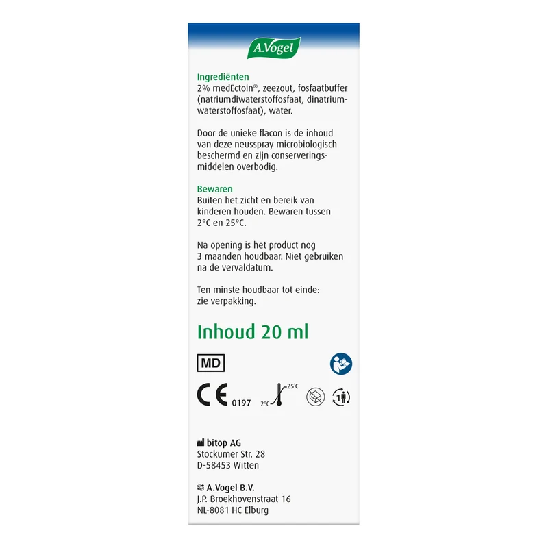 A.Vogel Neusspray bijholte eerste symptomen 20 ml