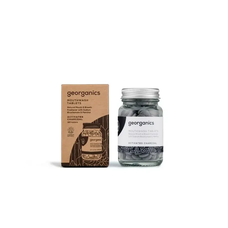 Georganics Mouthwash tablets activated charcoal 180 tabletten
