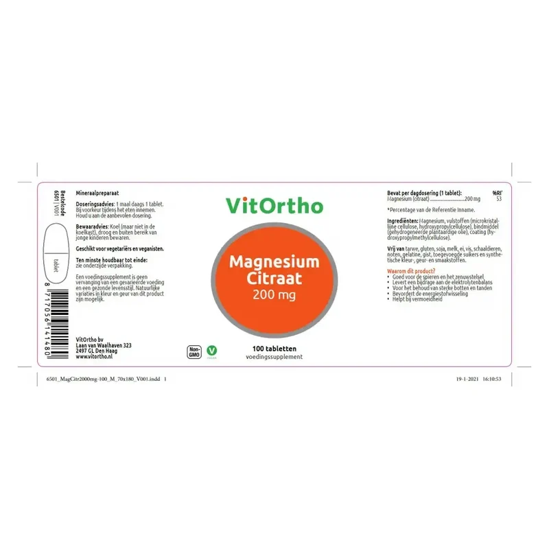 VitOrtho Magnesium citraat 200 mg