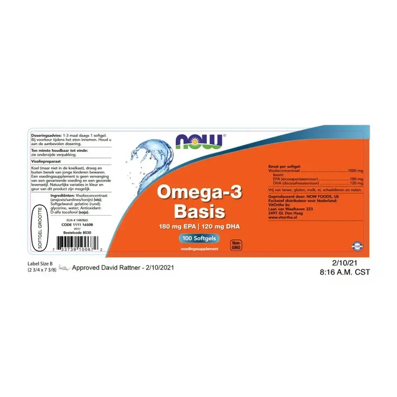 NOW Omega-3 Basis 180 mg EPA 120 mg DHA