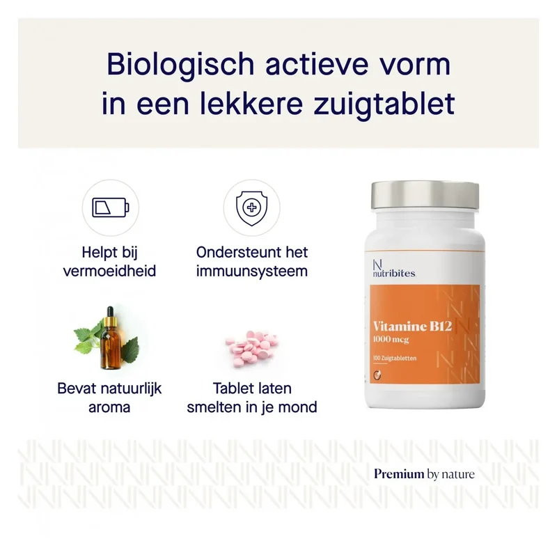 Nutribites Vitamine B12 1000 mcg 100 zuigtabletten