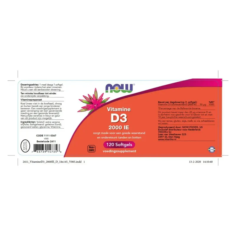 NOW Vitamine D3 50 mcg