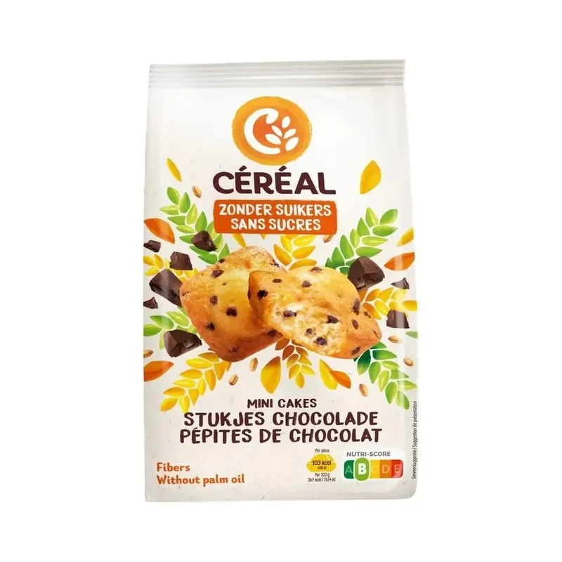 Cereal Mini cakes stukjes chocolade zonder suikers 196 gram