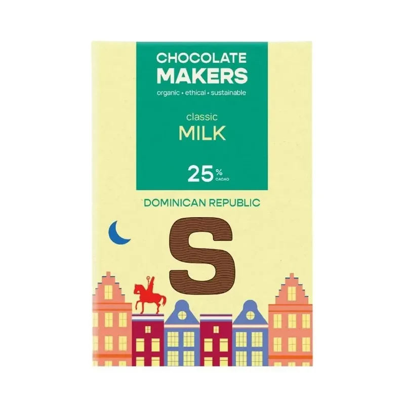 Chocolatemakers Sintletter melkchocolade 25% biologisch 100 gram