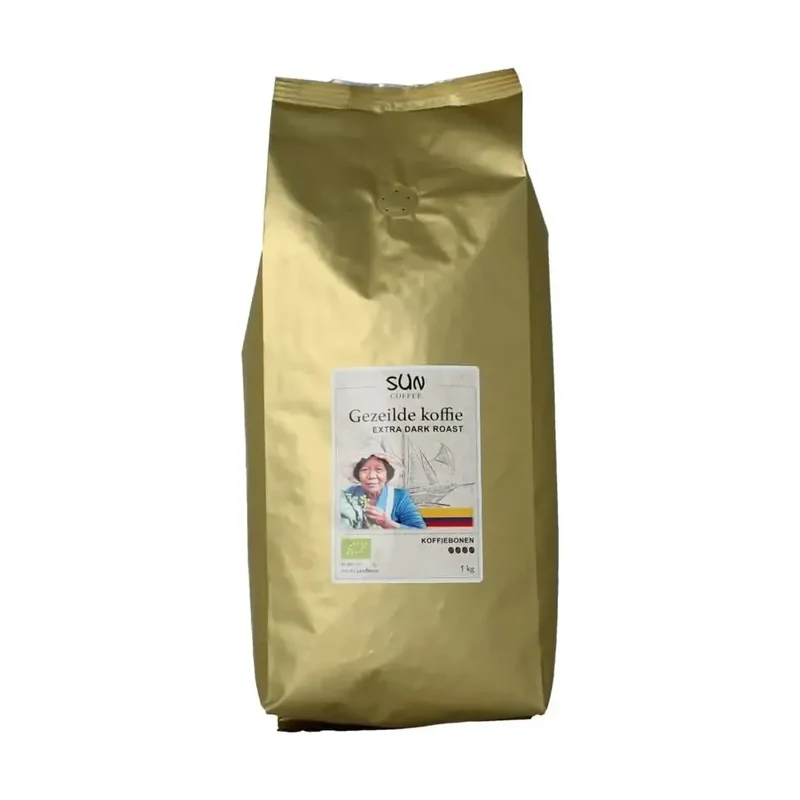 Sun Coffee Gezeilde koffiebonen extra dark roast biologisch 1 kg
