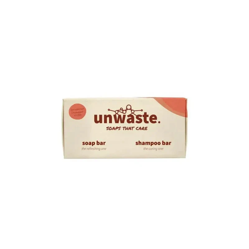 Unwaste Duopack orange soap shampoo bar