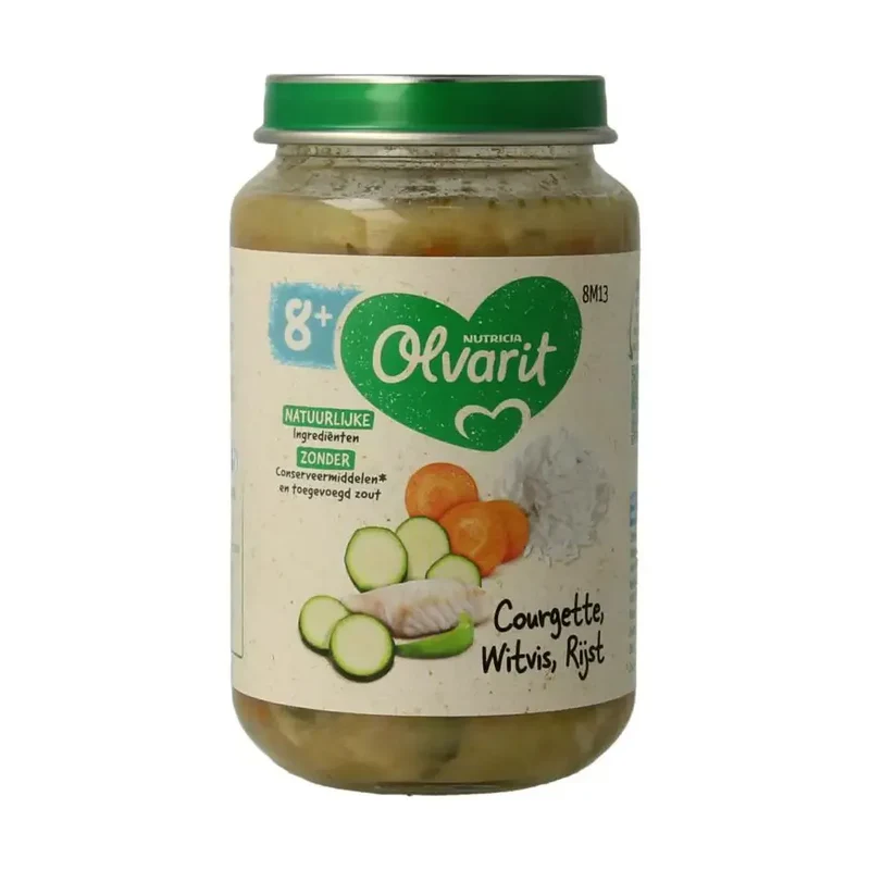 Olvarit Courgette witvis rijst 8M13 200 gram