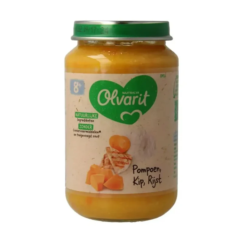Olvarit Pompoen kip rijst 8M14 200 gram