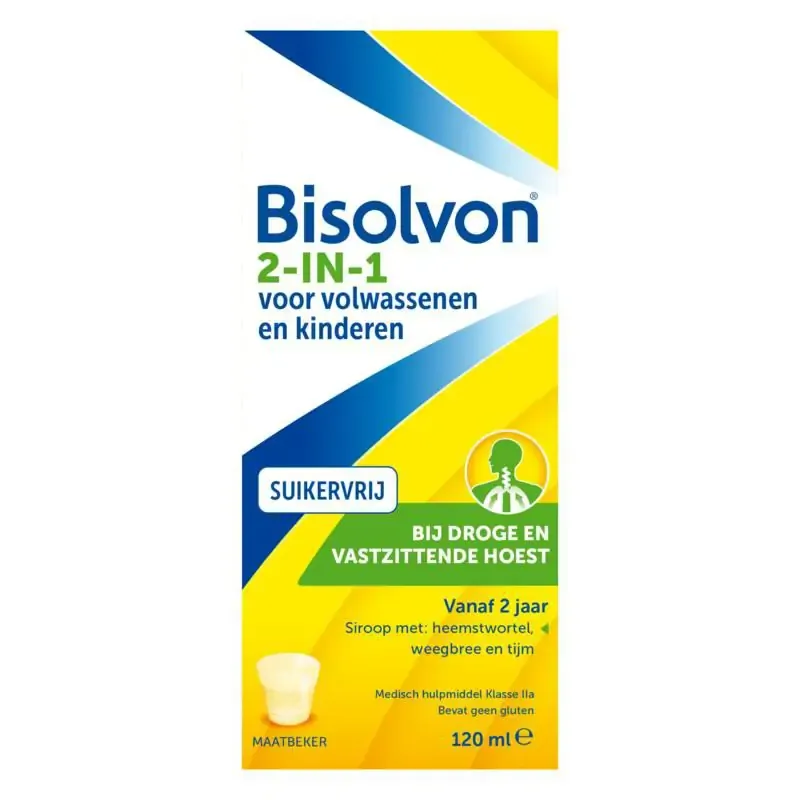 Bisolvon Drank 2-in-1 suikervrij 120 ml