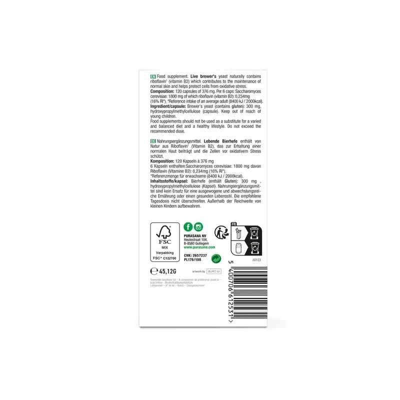 Purasana Levende biergist 120 capsules
