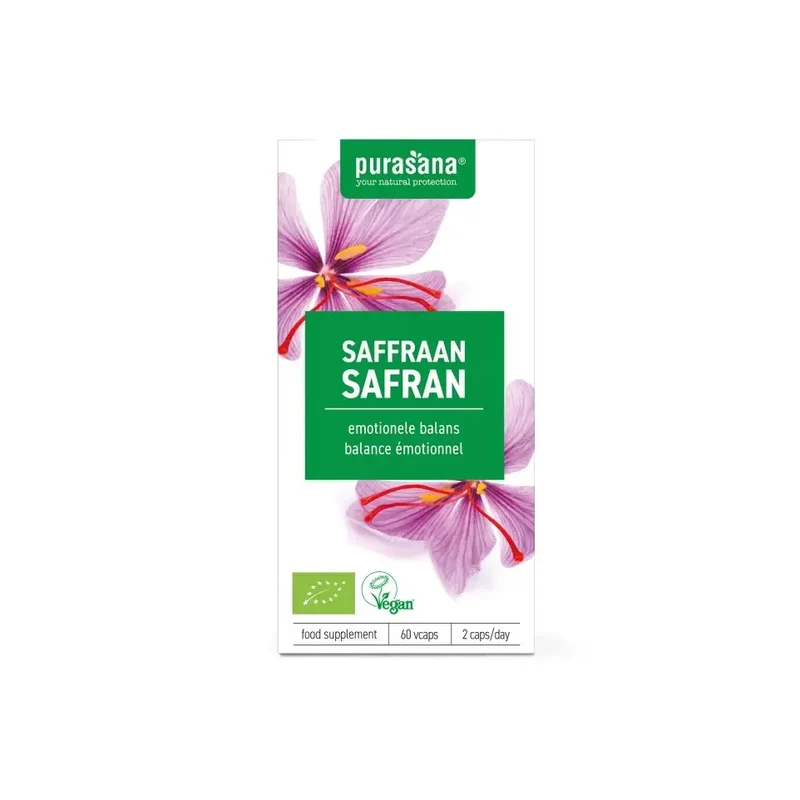 Purasana saffraan extract 15 mg biologisch 60 vcaps