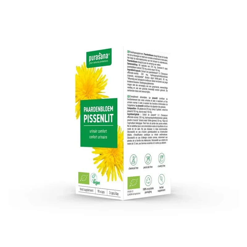 Purasana Paardenbloem extract 250 mg bio 90 vcaps