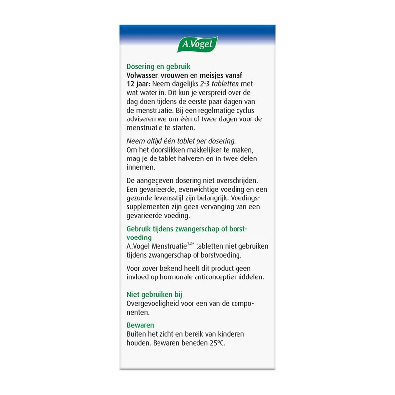A Vogel menstruatie 30 tabletten