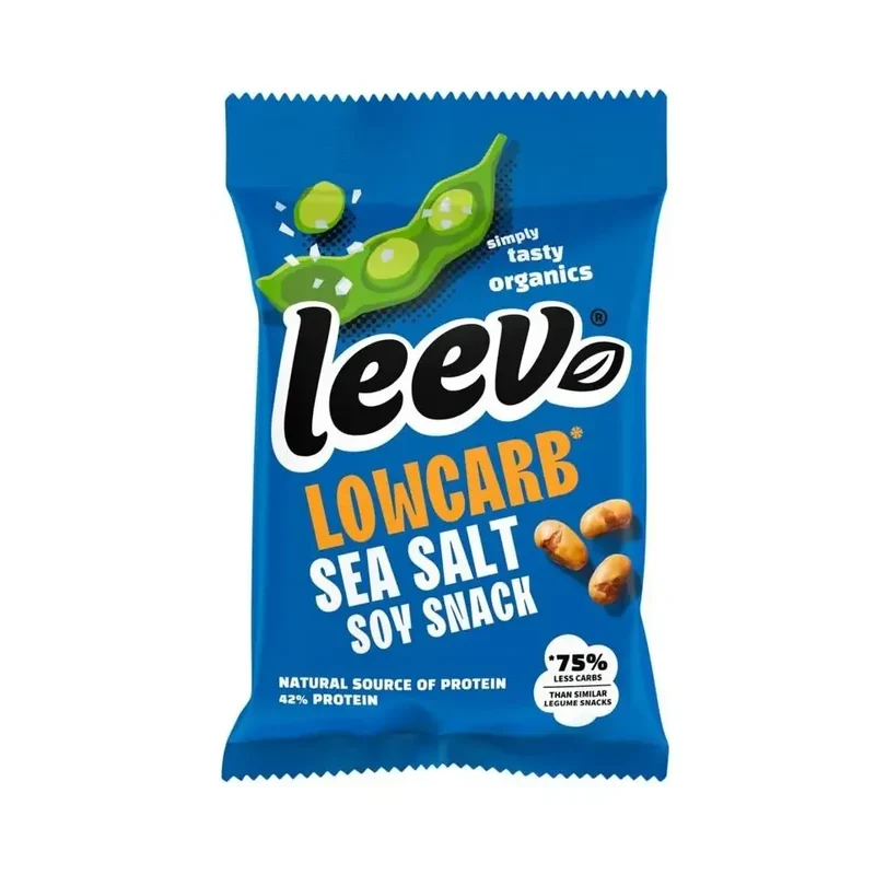 Leev Bio lowcarb snack soyabonen met zeezout 45 gram