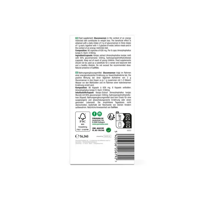 Purasana Konjac extract 530 mg 90 vcaps