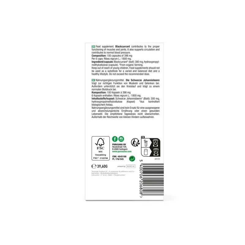 Purasana Bio zwarte bes 300 mg 100 vcaps