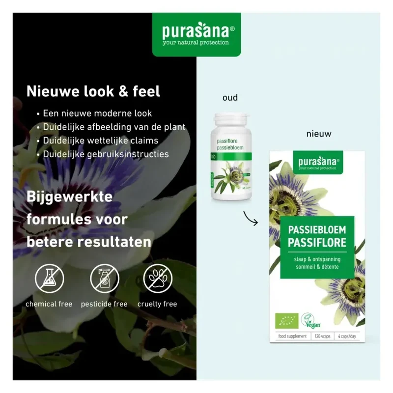 Purasana Passiebloem bio 125 mg 120 vcaps
