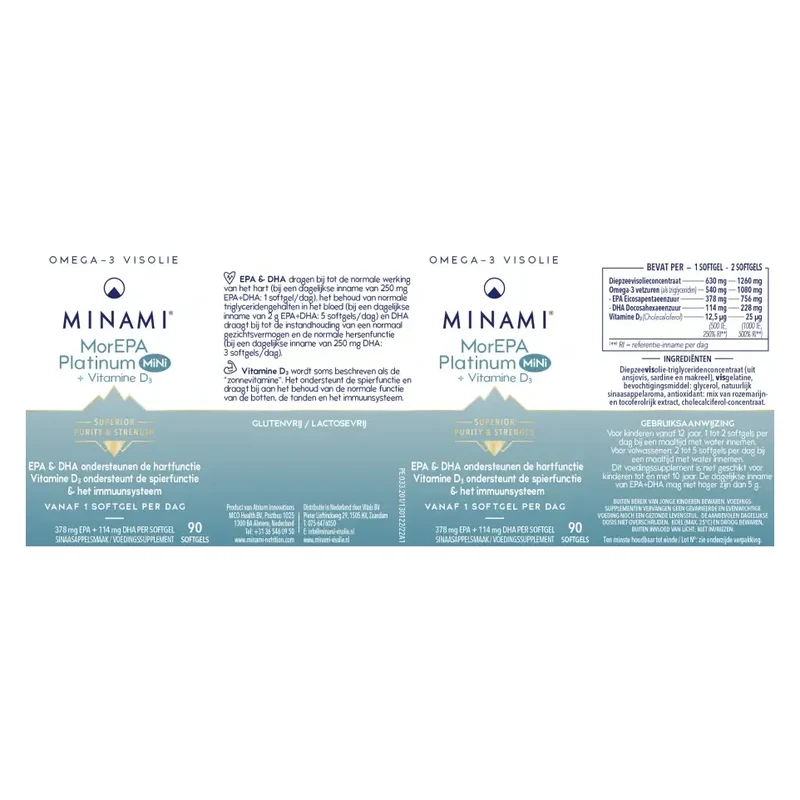 Minami MorEPA platinum mini + vitamine D3 90 softgels