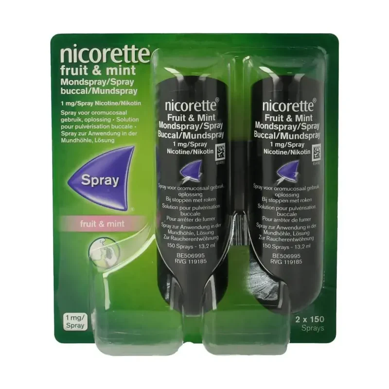 Nicorette Mondspray Fruit & Mint 1 mg duo verpakking