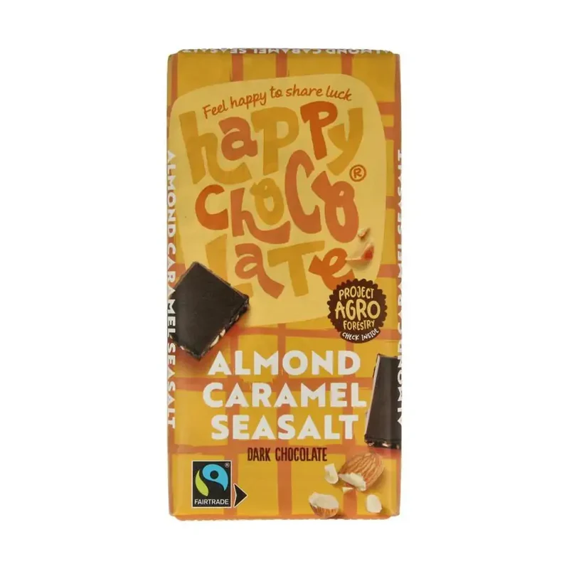 Happy Chocolate Puur amandel karamel zeezout 100 gram