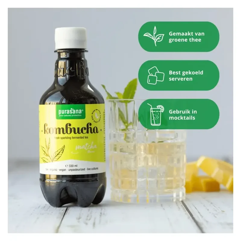 Purasana kombucha fresh spark tea matcha 330 ml