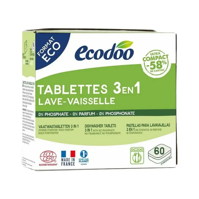 Ecodoo Vaatwas tabletten 3-in-1 geconcentreerd XL 60 stuks