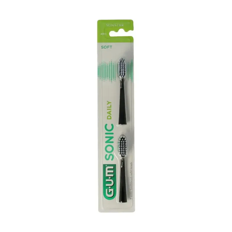 GUM sonic opzetborstel zwart 2 stuks