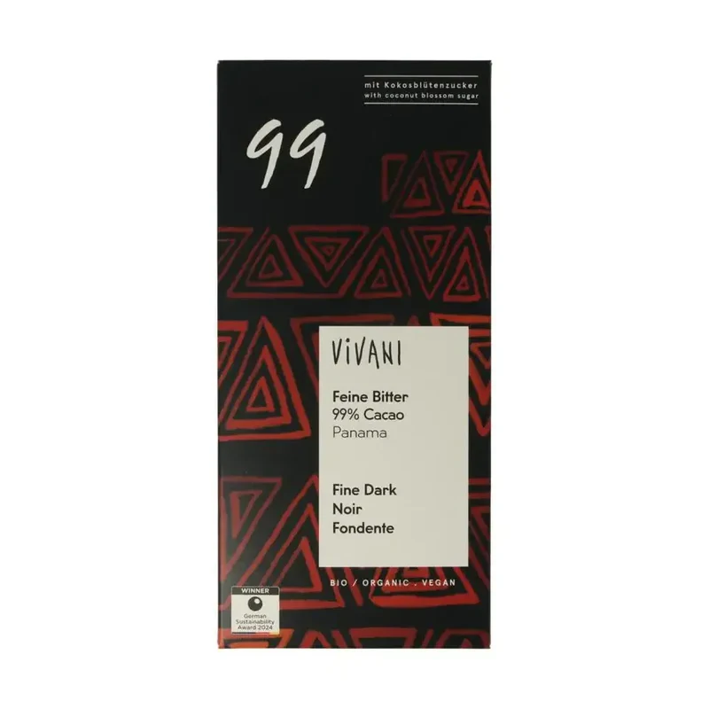 Vivani Chocolade puur delicaat 99% Panama 80 gram