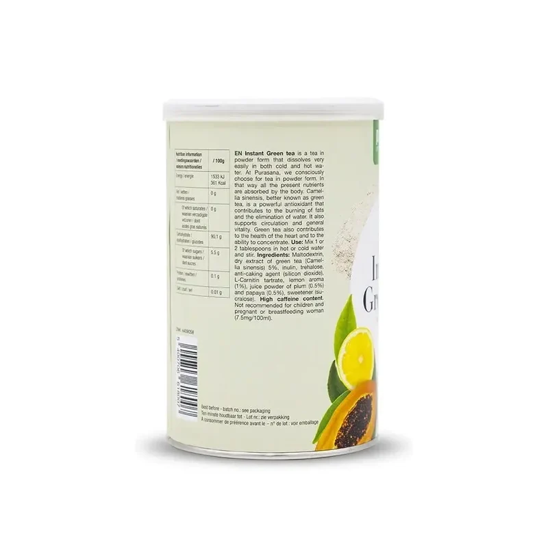 Purasana Groene thee instant + papaya-pruim 200 gram