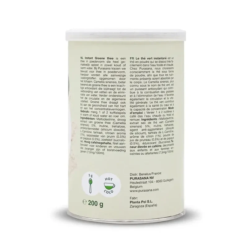 Purasana Groene thee instant + papaya-pruim 200 gram