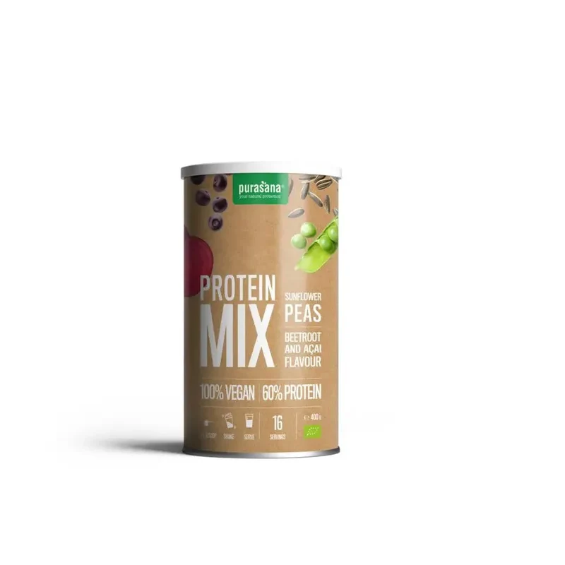 Purasana Protein mix erwt & zonnebloem rode biet acai400 gram