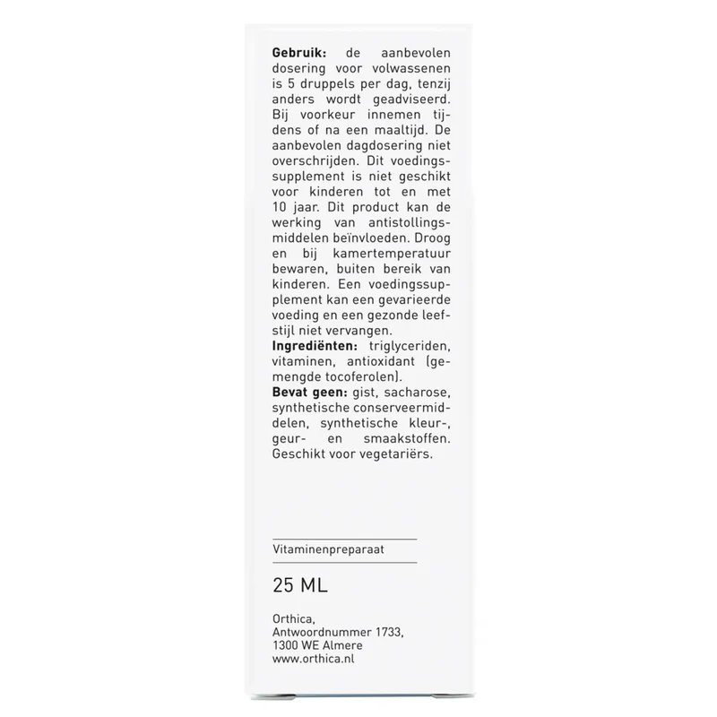 Orthica D3 & K2 Oliedruppels 25 ml