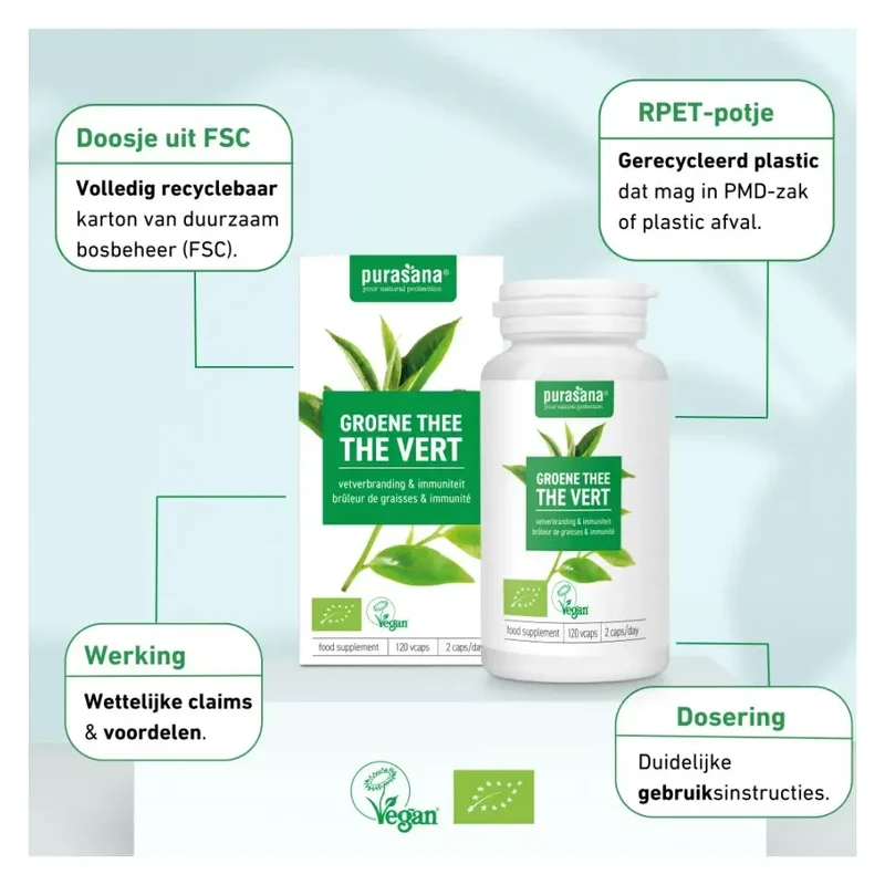 Purasana Bio groene thee 120 vcaps