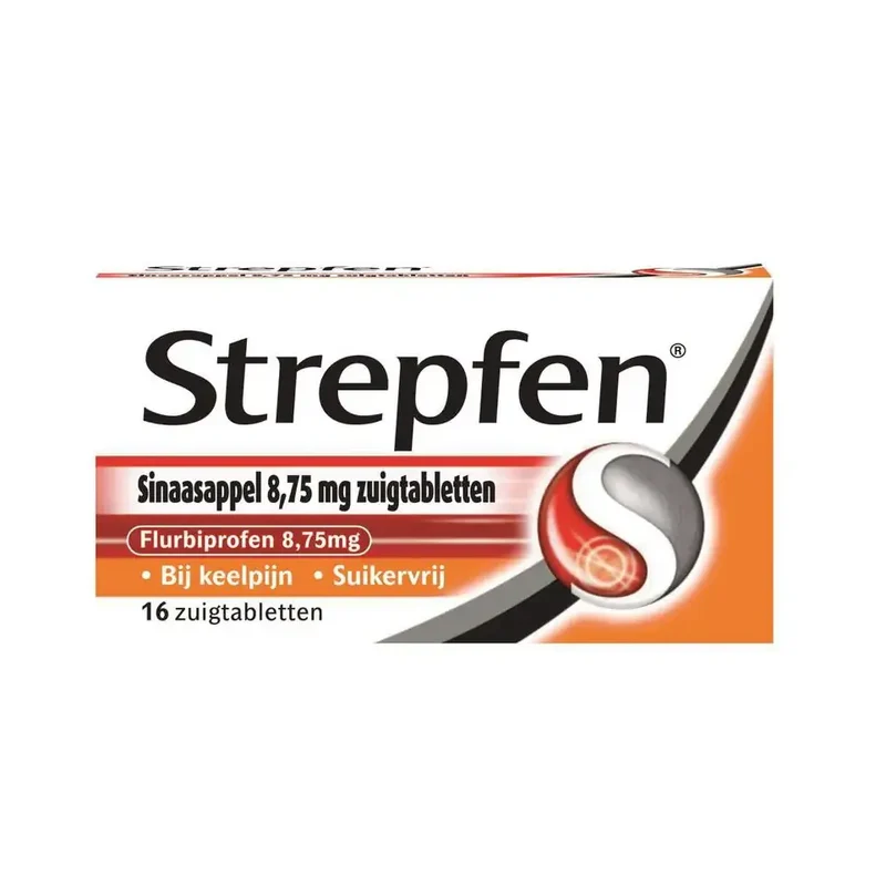 Strepfen Sinaasappel suikervrij 16 zuigtabletten