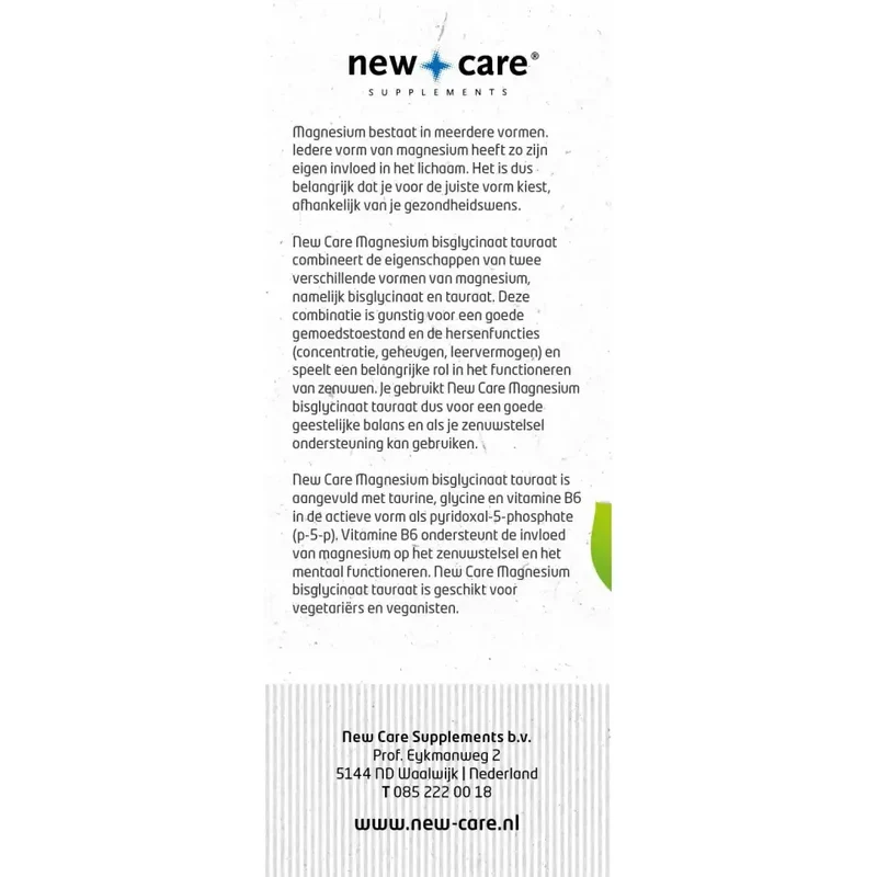 New Care Magnesium bisglycinaat tauraat 60 tabletten