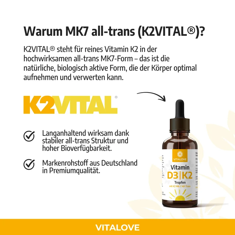 Vitamin D3 K2 Tropfen mit MK7 All-Trans – 50 ml