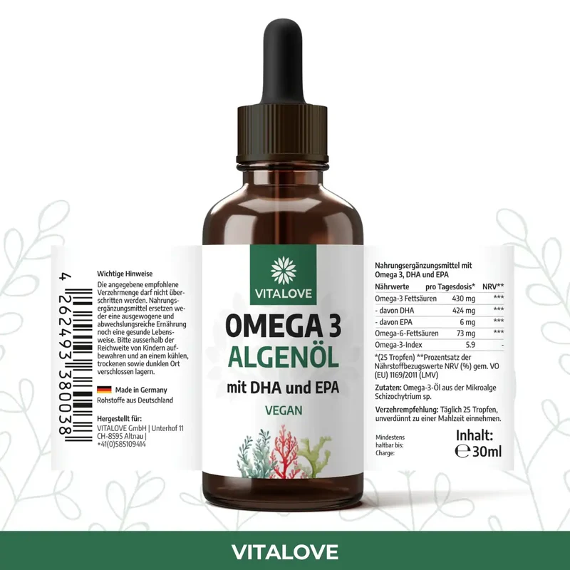 Omega-3 Algenöl Tropfen (DHA & EPA) – 30 ml