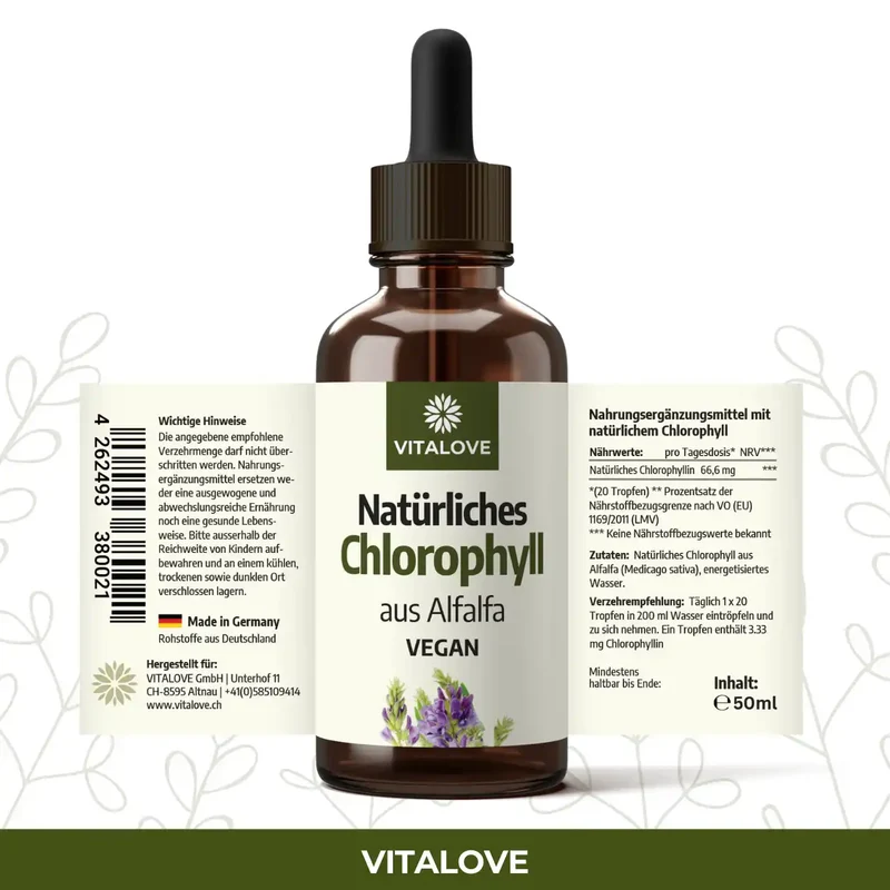 Chlorophyll Tropfen (natürlich aus Alfalfa) – 50 ml