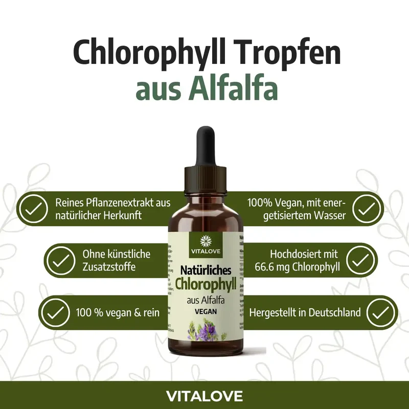 Chlorophyll Tropfen (natürlich aus Alfalfa) – 50 ml