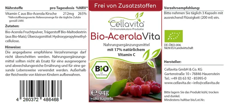 Bio-Acerola Vita Kapseln (natürliches Vitamin C)