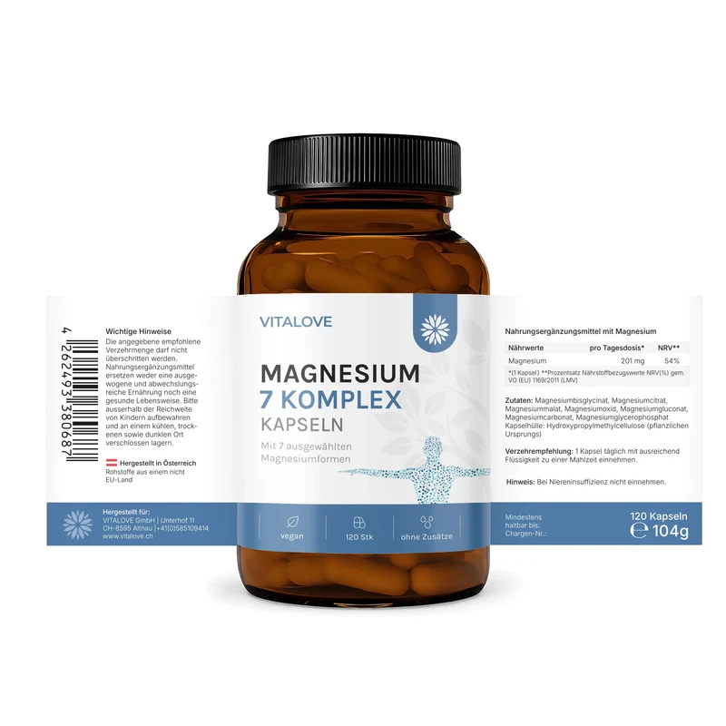 Magnesium 7 Komplex Kapseln – 7 Magnesiumformen – 120 Kapseln